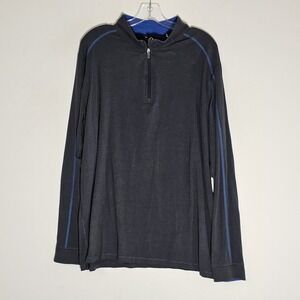Tasc Carrollton Pullover Mens XXL Dark Gray Blue Bamboo Performance Quarter Zip